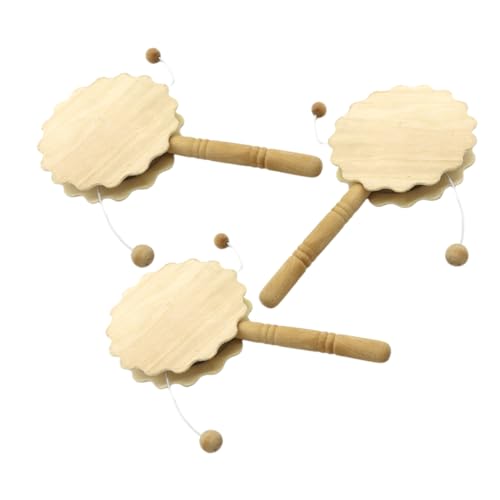 HORIALENCE 3 Stück Teiliges DIY Holz Rassel Trommel Unfertige Holzinstrumente zum Handbemalen für Kreative Bastelprojekte Kindermotorik von HORIALENCE