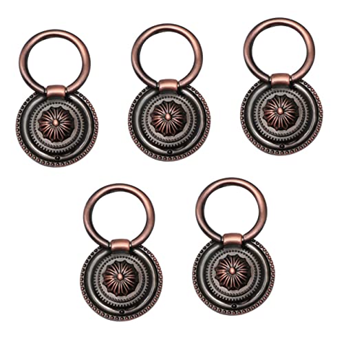 HORIALENCE 5 Stück Runder Vintage Schrankgriff Einzelner Lochzuggriff für Möbel Durchmesser Rotbronze Vielseitig Einsetzbar für Schrank Kommode und von HORIALENCE
