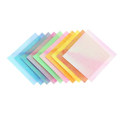 HORIALENCE 50 Stück Perlenpapier Origami Falten Faltbar Sortiert Origami-papiermasse Perlmutt Krepp Gefaltet Regenbogen Doppelseitiges Origami -papier Handwerk Klein Mylar von HORIALENCE