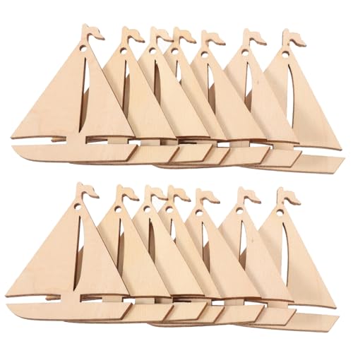 HORIALENCE 50Stücke DIY Holz Segelboote Unvollendete Holzausschnitte für Kreative Bastelprojekte für Partydekorationen Handgefertigte Holzstücke ohne Grate von HORIALENCE