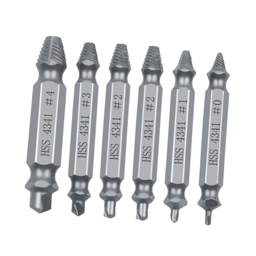 HORIALENCE 6 Stück Schraubenausdreher Set Teilig Doppelendiger Schraubenentferner für Beschädigte Schrauben und Selbstzentrierende Spitze Kompatibel mit Schnellspannbohrfutter Schnelles von HORIALENCE