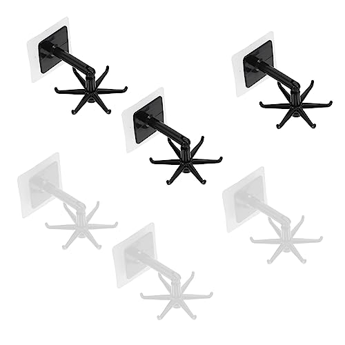 HORIALENCE 6 Stück Wandmontierte Drehbare Haken Multifunktionale Selbstklebende Aufhängehaken für Küche Bad Schlafzimmer Balkon Büro Hochwertiges Platzsparendes Design von HORIALENCE
