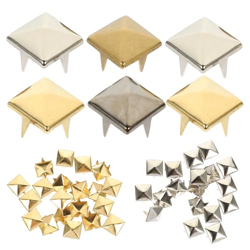HORIALENCE 80 Stück Teiliges Kleine Quadratische Pyramidennieten Dekorative DIY Taschen und Bekleidungsnieten Hochwertige Ziernieten für Lederhandwerk und Modeaccessoires von HORIALENCE