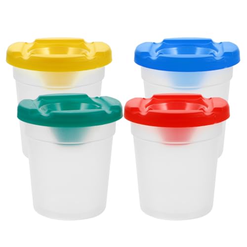 HORIALENCE Kinder Pinselbecken 4 Stück Rotierend für Malerei Spritzwassergeschützt Wiederverwendbar Malzubehör für Junge Künstler von HORIALENCE