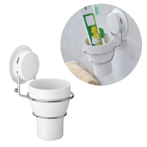 HORIALENCE Wandhalterung für Badezimmer Saugnapf Zahnbürstenhalter mit Becher Rostfrei Kunststoff Platzsparend für Männer Mundspülbecherhalter ohne Bohren Einfache Montage HORIALENCE Wandhalterung für Badezimmer Saugnapf Zahnbürstenhalter mit Becher Rostfrei Kunststoff Platzsparend für Männer Mundspülbecherhalter ohne Bohren Einfache Montage von HORIALENCE