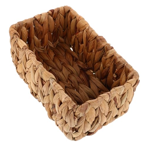 HORIALENCE Weidenkorb Rechteckig Handgewebt 19x11x7cm Kleiner Aufbewahrungskorb Aus Seegras Dekorativer Korb Für Obst Gemüse Bad Küche Büro von HORIALENCE