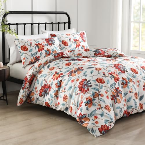 HORIMOTE HOME Bettwäsche-Set für Doppelbett, Bohemian-Blumenmuster, Doppelbettgröße, Boho-Steppbezug, cremefarben, Jacobean, 200 x 200 cm von HORIMOTE HOME