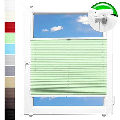 Pliseerollo Plissee Ohne Bohren plissiert Fensterrollo Klemmfix Faltrollo Jalousie Sonnenschutz Lichtdurchlassig 100x130 cm von HORIVERT