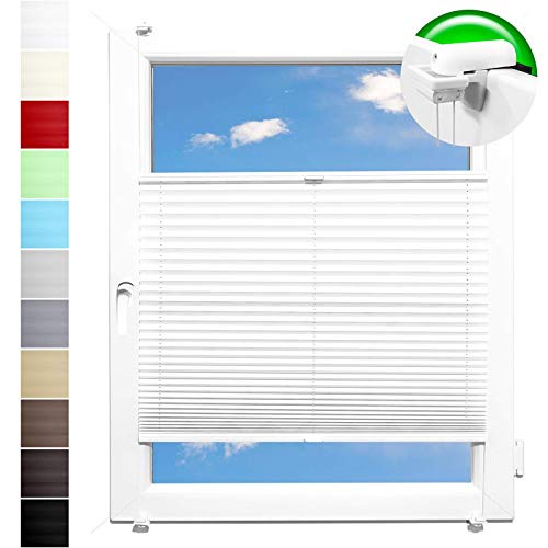 Pliseerollo Plissee Ohne Bohren plissiert Fensterrollo Klemmfix Faltrollo Jalousie Sonnenschutz Lichtdurchlassig 110x130 cm von HORIVERT