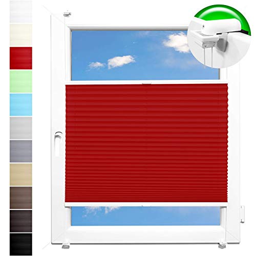 Pliseerollo Plissee Ohne Bohren plissiert Fensterrollo Klemmfix Faltrollo Jalousie Sonnenschutz Lichtdurchlassig 50x130 cm von HORIVERT