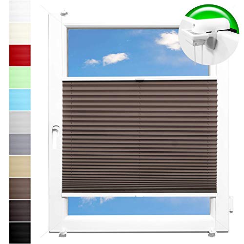 Pliseerollo Plissee Ohne Bohren plissiert Fensterrollo Klemmfix Faltrollo Jalousie Sonnenschutz Lichtdurchlassig 50x180 cm von HORIVERT