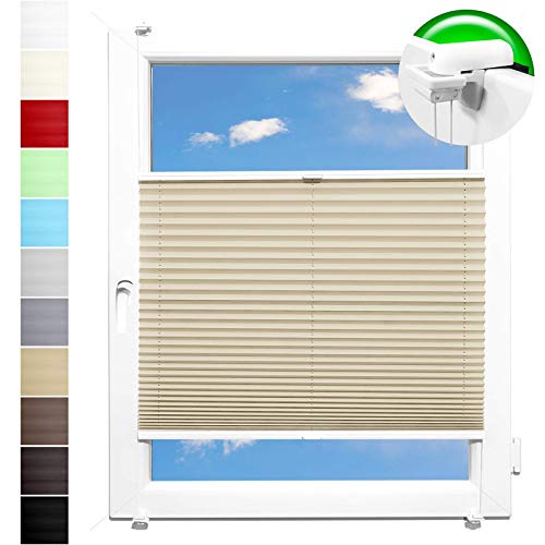 Pliseerollo Plissee Ohne Bohren plissiert Fensterrollo Klemmfix Faltrollo Jalousie Sonnenschutz Lichtdurchlassig 75x130 cm von HORIVERT