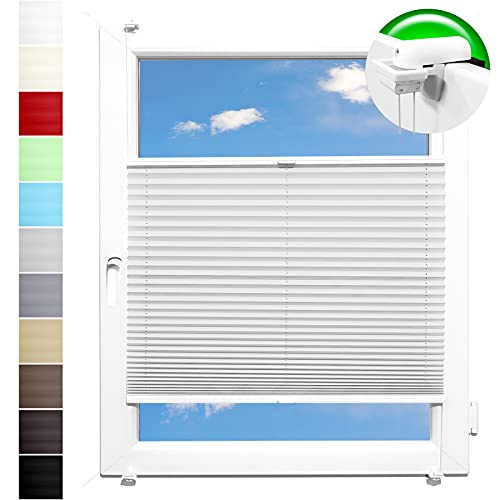 Pliseerollo Plissee Ohne Bohren plissiert Fensterrollo Klemmfix Faltrollo Jalousie Sonnenschutz Lichtdurchlassig 80x130 cm von HORIVERT