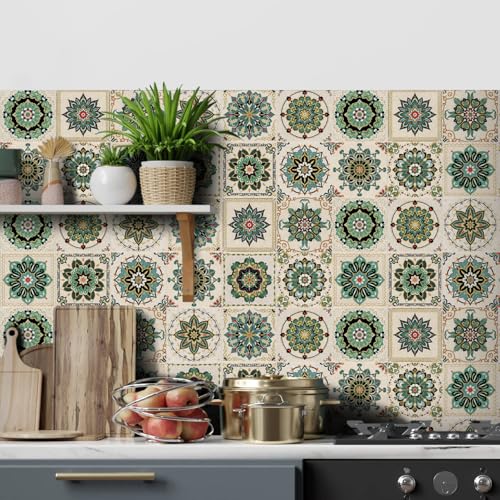 HORIWE Fliesenaufkleber Körnung Wandfliese Aufkleber 24 Stück 15x15 PVC Selbstklebende Fliesensticker Fliesen Tapete Wasserdicht Wandaufkleber für Küche,Bad,Schrank,Möbel,Tisch von HORIWE