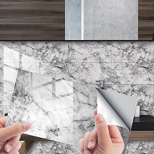 HORIWE Fliesenaufkleber Marmor 12x6 Inch Wandfliese Aufkleber 12 Stück PVC Fliesensticker Fliesen Folie Selbstklebende Tapete Wasserdicht Wandaufkleber für Küche, Schrank, Möbel, Tisch HORIWE Fliesenaufkleber Marmor 12x6 Inch Wandfliese Aufkleber 12 Stück PVC Fliesensticker Fliesen Folie Selbstklebende Tapete Wasserdicht Wandaufkleber für Küche, Schrank, Möbel, Tisch von HORIWE