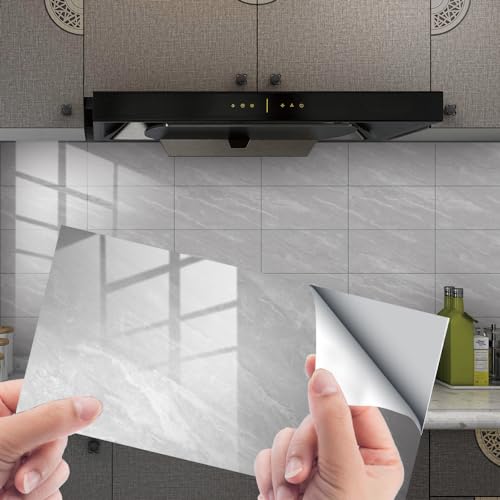 HORIWE Fliesenaufkleber Marmor 12x6 Inch Wandfliese Aufkleber 24 Stück PVC Fliesensticker Fliesen Folie Selbstklebende Tapete Wasserdicht Wandaufkleber für Küche, Schrank, Möbel, Tisch von HORIWE