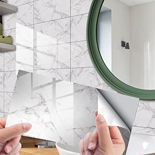 HORIWE Fliesenaufkleber Marmor 24 Stück 12x6 Inch Wandfliese Aufkleber PVC Fliesensticker Fliesen Folie Selbstklebende Tapete Wasserdicht Wandaufkleber für Küche, Schrank, Möbel, Tisch HORIWE Fliesenaufkleber Marmor 24 Stück 12x6 Inch Wandfliese Aufkleber PVC Fliesensticker Fliesen Folie Selbstklebende Tapete Wasserdicht Wandaufkleber für Küche, Schrank, Möbel, Tisch von HORIWE