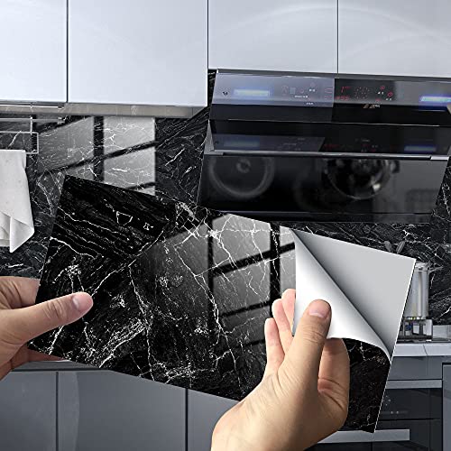 HORIWE Fliesenaufkleber Marmorierung 12x6 Inch Wandfliese Aufkleber 16 Stück PVC Fliesensticker Fliesen Folie Selbstklebende Tapete Wasserdicht Wandaufkleber für Küche, Schrank, Möbel, Tisch von HORIWE