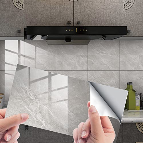 HORIWE Fliesenaufkleber Marmorierung 12x6 Inch Wandfliese Aufkleber 32 Stück PVC Fliesensticker Fliesen Folie Selbstklebende Tapete Wasserdicht Wandaufkleber für Küche, Schrank, Möbel, Tisch von HORIWE