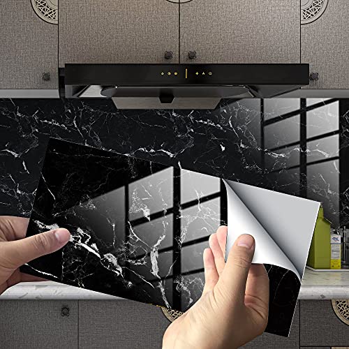 HORIWE Fliesenaufkleber Marmorierung 12x6 Inch Wandfliese Aufkleber 32 Stück PVC Fliesensticker Fliesen Folie Selbstklebende Tapete Wasserdicht Wandaufkleber für Küche, Schrank, Möbel, Tisch von HORIWE