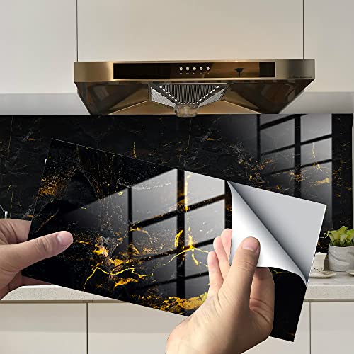 HORIWE Fliesenaufkleber Marmorierung 12x6 Inch Wandfliese Aufkleber 32 Stück PVC Fliesensticker Fliesen Folie Selbstklebende Tapete Wasserdicht Wandaufkleber für Küche, Schrank, Möbel, Tisch von HORIWE