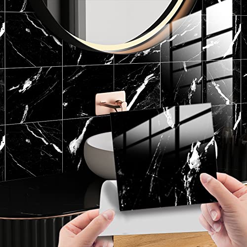 HORIWE Fliesenaufkleber Marmorierung 20x20cm Wandfliese Aufkleber 20 Stück PVC Fliesensticker Fliesen Folie Selbstklebende Tapete Wasserdicht Wandaufkleber für Küche, Schrank, Möbel, Tisch von HORIWE
