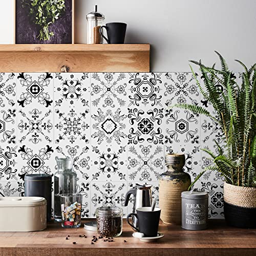 HORIWE Fliesenaufkleber Marokko Wandfliese Aufkleber 24 Stück 10x10 PVC Selbstklebende Fliesensticker Fliesen Tapete Wasserdicht Wandaufkleber für Küche,Bad,Schrank,Möbel,Tisch von HORIWE