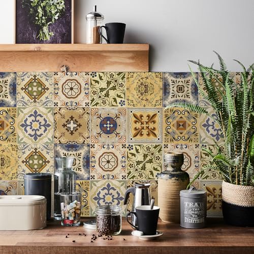 HORIWE Pegatinas de Azulejos de Pared 24 Piezas Papel Pintado Autoadhesivas Pegatinas de Pared Impermeables para Cocina,Baños,Armario,Muebles,Mesa von HORIWE