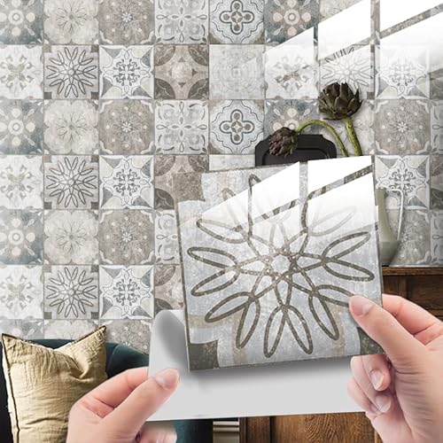 HORIWE Fliesenaufkleber Mosaic Kristallschicht 20x20cm Wandfliese Aufkleber 24 Stück PVC Fliesensticker Fliesen Folie Selbstklebende Tapete Wasserdicht Wandaufkleber für Küche, Schrank, Möbel, Tisch von HORIWE
