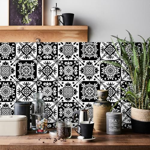 HORIWE Fliesenaufkleber Mosaik Wandfliese Aufkleber 24 Stück PVC Fliesensticker Fliesen Marokko Selbstklebende Tapete Wasserdicht Wandaufkleber für Küche,Schrank,Möbel,Tisch von HORIWE