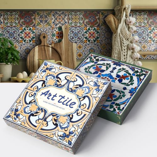HORIWE Fliesenaufkleber Prämie Wandfliese Aufkleber 15x15cm Selbstklebende Fliesensticker PEVA Fliesen Tapete Wasserdicht 12 Stück Wandaufkleber für Küche,Bad,Schrank,Möbel,Tisch von HORIWE
