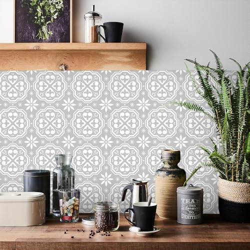 HORIWE Klassische Fliesenaufkleber Wandfliese Aufkleber 24 Stück PVC Fliesensticker Fliesen Folie Selbstklebende Tapete Wasserdicht Wandaufkleber für Küche, Schrank, Möbel, Tisch von HORIWE