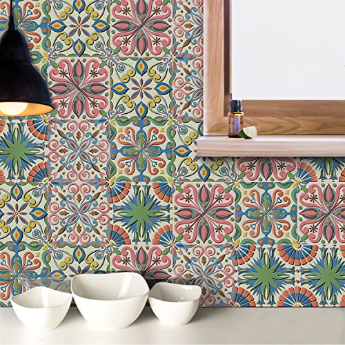 HORIWE Vintage Fliesenaufkleber Wandfliese Aufkleber 24 Stück Selbstklebende Tapete Fliesensticker Fliesen Wasserdicht Wandaufkleber für Küche,Bäder,Schrank,Möbel,Tisch von HORIWE