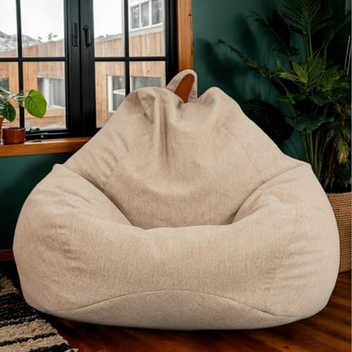 HORLSKI Sitzsackbezüge Für Erwachsene Lounge Oder Gaming Stuhl Wasserbeständig Birnenform Aus Polyester Für Den Innen- Und Außenbereich Ohne Füllung Und Futter,Khaki,80 * 90cm von HORLSKI