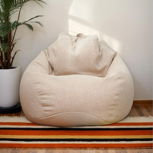 HORLSKI Sitzsackbezüge Polyester Waschbar Große Birnenform Große Gaming-Sitzsäcke Für Erwachsene Für Wohnzimmer Garten Geeignet,Khaki,90 * 110cm von HORLSKI