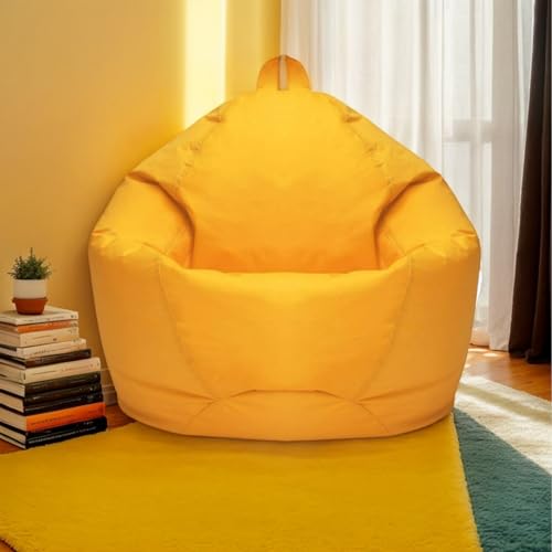HORLSKI Sitzsackhülle Wasserbeständig Aus Polyester Schlafzimmerstühle Für Erwachsene Sitzsackstühle Für Wohnzimmermöbel Form Birne Ohne Füllstoff Und Ohne Futter,Gelb,70 * 80 cm von HORLSKI