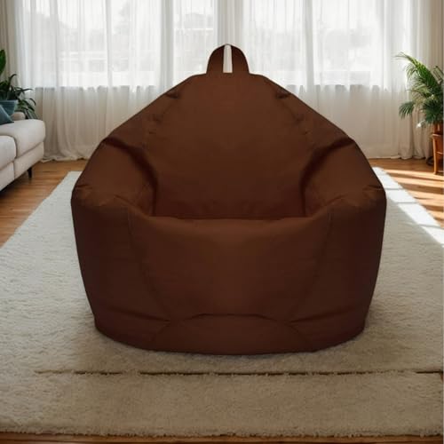 HORLSKI Sitzsackhülle Wasserbeständig Aus Polyester Schlafzimmerstühle Für Erwachsene Sitzsackstühle Für Wohnzimmermöbel Form Birne Ohne Füllstoff Und Ohne Futter,Kaffee,70 * 80 cm von HORLSKI