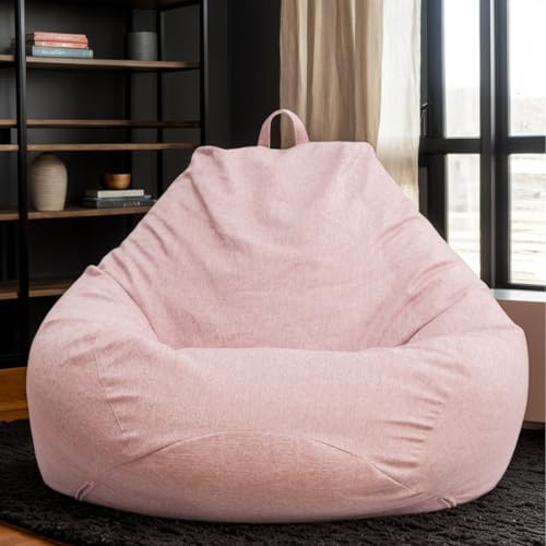 HORLSKI Wasserdicht Hülle Nur Sitzsackbezug Polyester Große Sitzsäcke Für Erwachsene Birnenförmig Garten Wohnzimmer,Rosa,105 * 115cm von HORLSKI