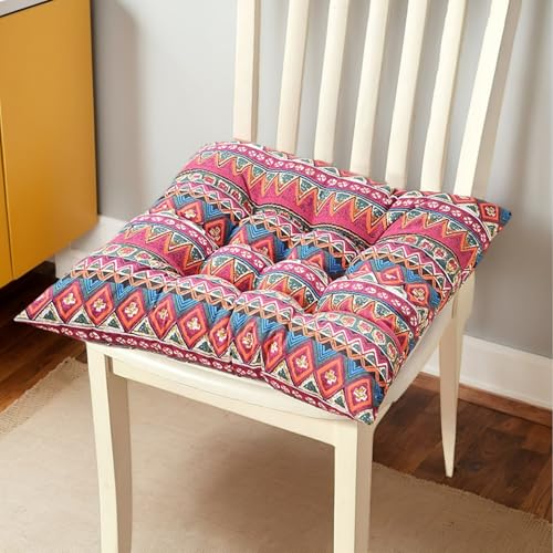 Polyester Stuhlkissen Für Esszimmerstühle Quadratisch 40 X 40 cm Große Küchenstuhlpolster Mit Bändern Verdicktes Stuhlkissen Wohnzimmer Terrasse,B,Set of 2 von HORLSKI