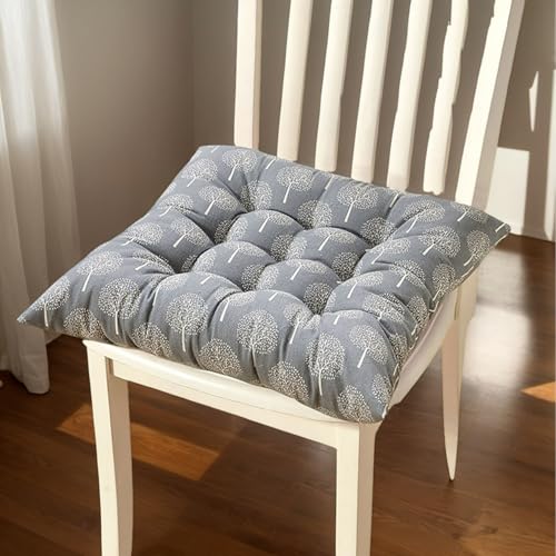 Polyester Stuhlkissen Für Esszimmerstühle Quadratisch 40 X 40 cm Große Küchenstuhlpolster Mit Bändern Verdicktes Stuhlkissen Wohnzimmer Terrasse,C,Set of 1 von HORLSKI