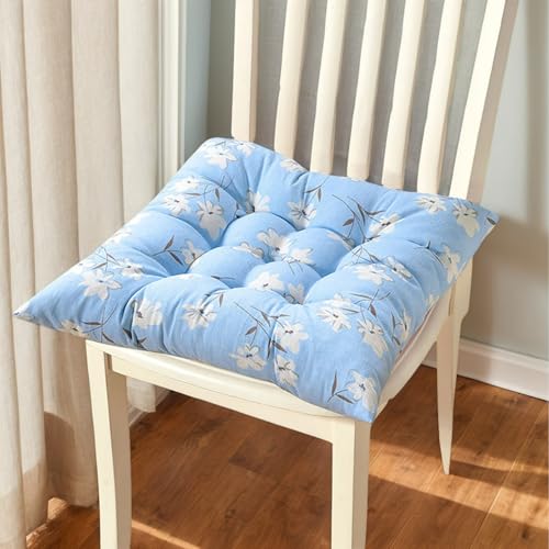 Polyester Stuhlkissen Für Esszimmerstühle Quadratisch 40 X 40 cm Große Küchenstuhlpolster Mit Bändern Verdicktes Stuhlkissen Wohnzimmer Terrasse,D,Set of 8 von HORLSKI