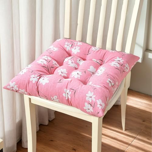 Polyester Stuhlkissen Für Esszimmerstühle Quadratisch 40 X 40 cm Große Küchenstuhlpolster Mit Bändern Verdicktes Stuhlkissen Wohnzimmer Terrasse,E,Set of 6 von HORLSKI