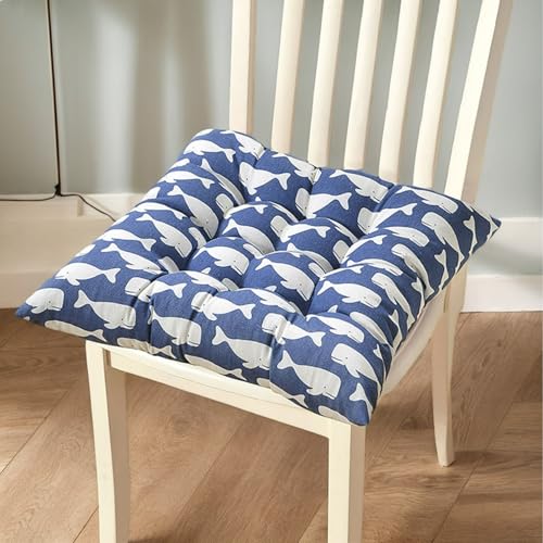 Polyester Stuhlkissen Für Esszimmerstühle Quadratisch 40 X 40 cm Große Küchenstuhlpolster Mit Bändern Verdicktes Stuhlkissen Wohnzimmer Terrasse,G,Set of 1 von HORLSKI