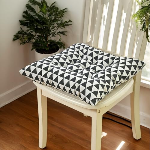 Polyester Stuhlkissen Für Esszimmerstühle Quadratisch 40 X 40 cm Große Küchenstuhlpolster Mit Bändern Verdicktes Stuhlkissen Wohnzimmer Terrasse,K,Set of 1 von HORLSKI