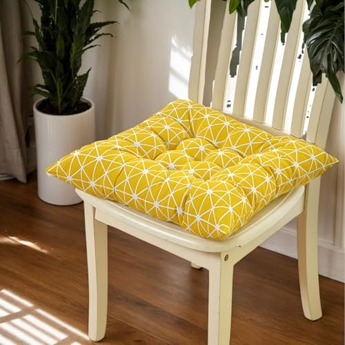 Polyester Stuhlkissen Für Esszimmerstühle Quadratisch 40 X 40 cm Große Küchenstuhlpolster Mit Bändern Verdicktes Stuhlkissen Wohnzimmer Terrasse,M,Set of 8 von HORLSKI