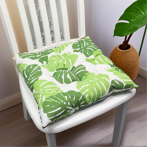Verdickt Stuhlkissen Für Esszimmerstühle Terrasse 40 X 40 Sitzkissen Wohnzimmer Quadratisch Sitzpolster Für Den Innenbereich Mit Bändern Garten Polyester,S,Set of 4 von HORLSKI