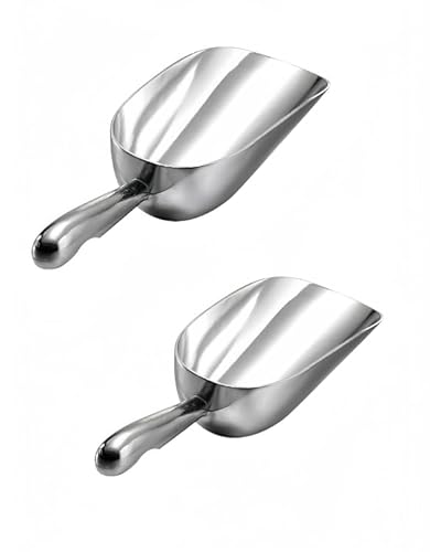 HORNO Silberguss-Aluminium-Schaufeln, ideal für Eiswürfel, Kaffeebohnen, Lebensmittel, Süßigkeiten, Mehl, trockene Waren, Gewürze (340 ml), 2 Stück von HORNO