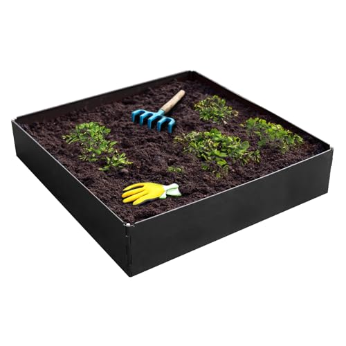 HORNVAL Beeteinfassung Metall Rost für Pflanzen und Gemüse aus Blech - Matt Graphite Rasenkante Metall 20 cm Hoch - Blumenbeet Umrandung - Hochbeet Abdeckung - 4 Paneele und 4 Heringe von HORNVAL