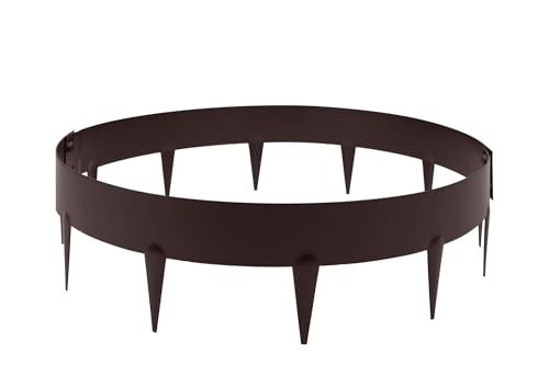 HORNVAL Stahl Baumumrandung mit Dornen - Wurzelsperren aus Zinkblech - Matt Bronze O2A Ø 0,6m Baumring - Rhizomsperre Garten Zaun Rasenkante Metall - Zaun Garten Beeteinfassung Metall von HORNVAL