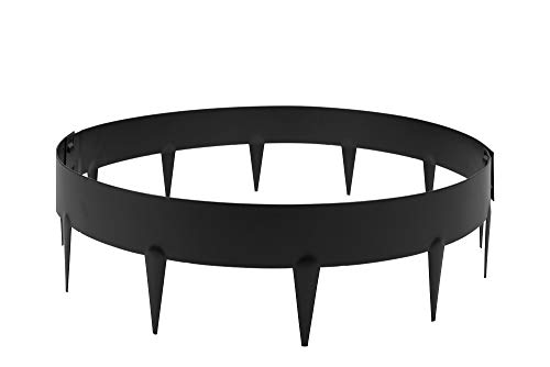 HORNVAL Stahl Baumumrandung mit Dornen - Wurzelsperren aus Zinkblech - Matt Graphite O2B 0,9m Baumring - Rhizomsperre Garten Zaun Rasenkante Metall - Zaun Garten Beeteinfassung Metall von HORNVAL